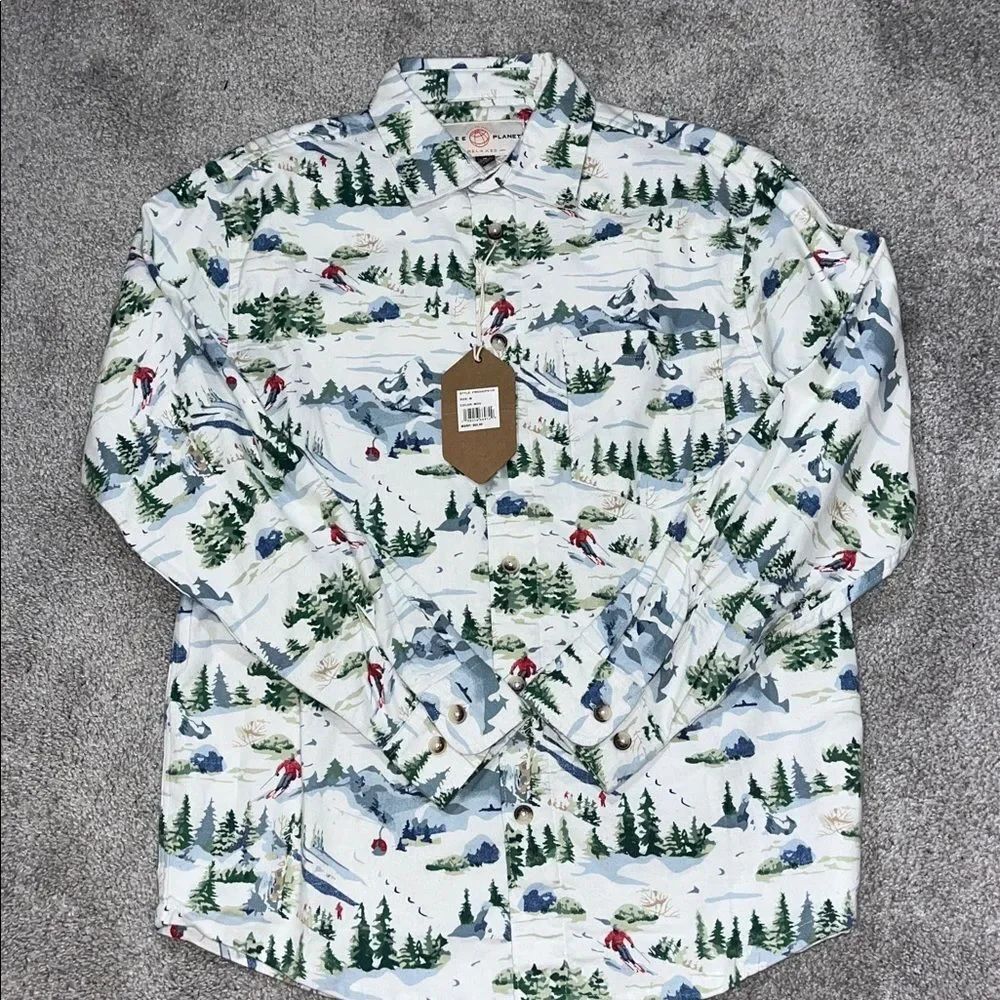 New Free Planet Europe Skiing The Alps Ski Snow Mountain Chalet shirt M Classic